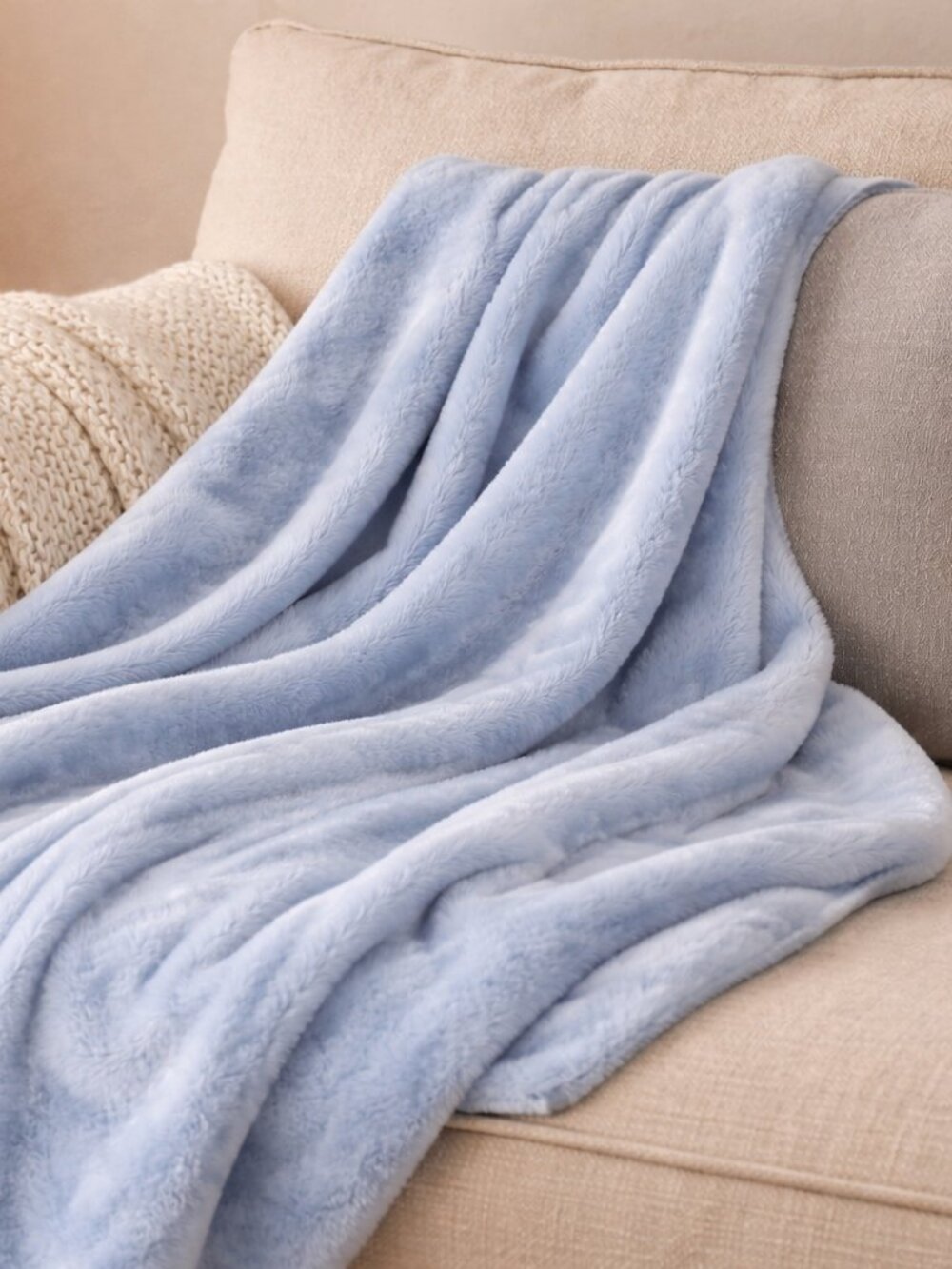 Room Essentials Light Blue Throw Blanket 50x60 Plush Polyester NEW Cozy